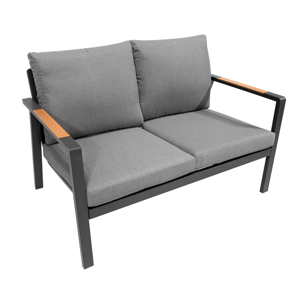 Aliuminio sodo baldai Sofa + du foteliai + stalas, tamsiai pilka-Namai, laisvalaikis, turizmas, Sodo baldai-e-vaikas