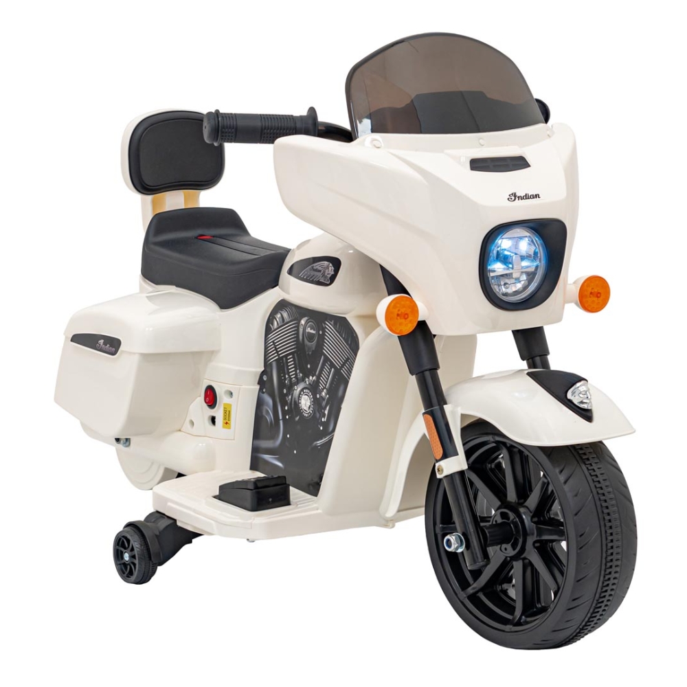 Elektrinis motociklas Chopper INDIAN, White-Elektromobiliai vaikams, Motociklai-e-vaikas