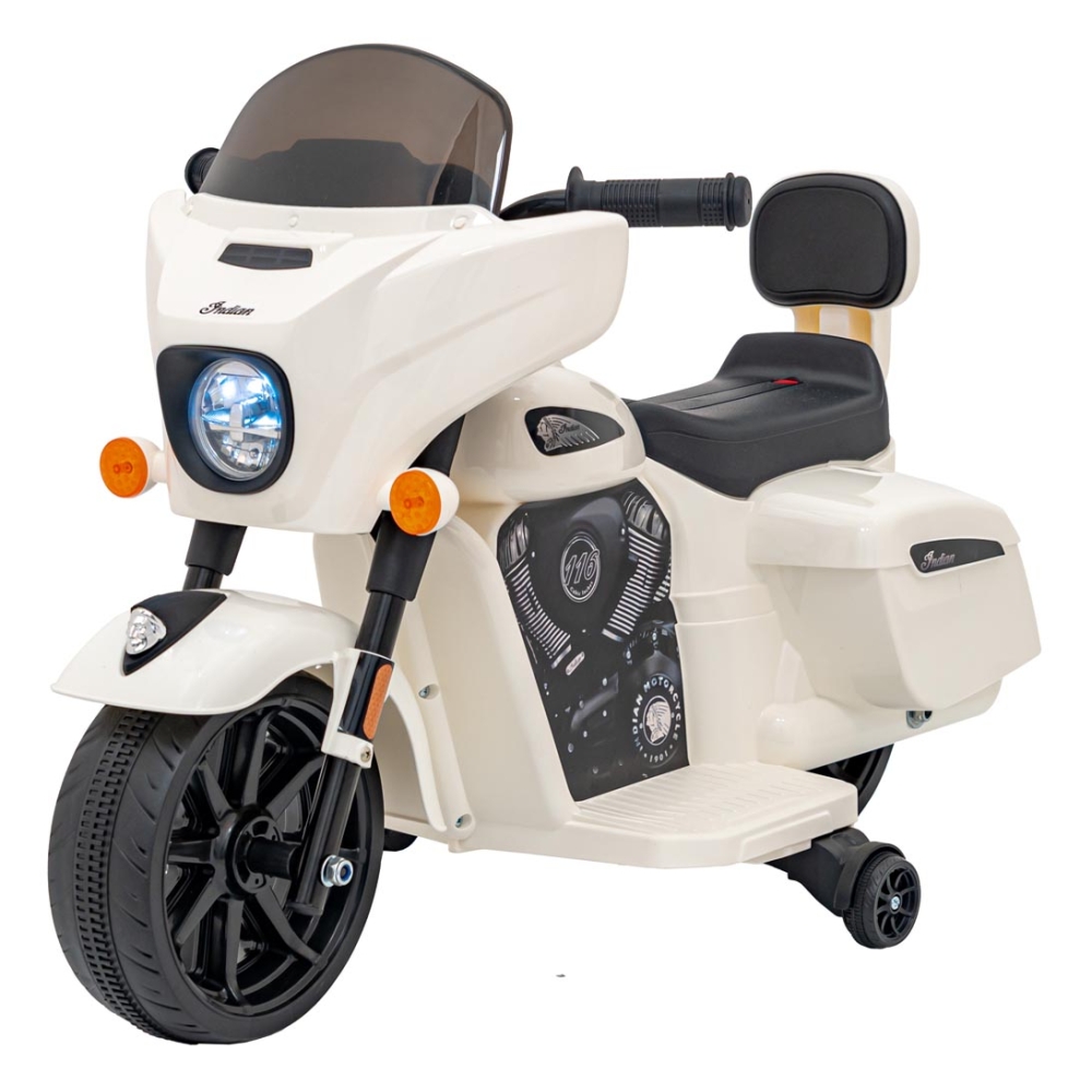 Elektrinis motociklas Chopper INDIAN, White-Elektromobiliai vaikams, Motociklai-e-vaikas