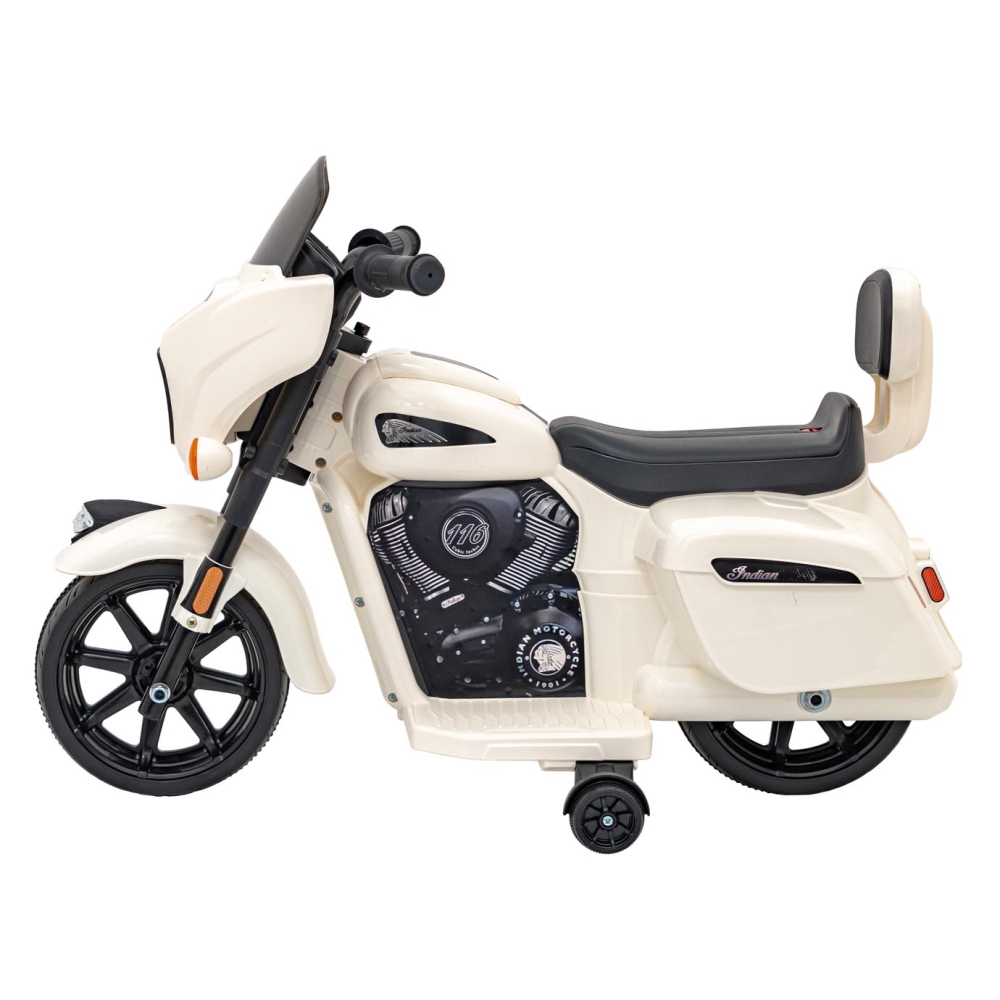 Elektrinis motociklas Chopper INDIAN, White-Elektromobiliai vaikams, Motociklai-e-vaikas