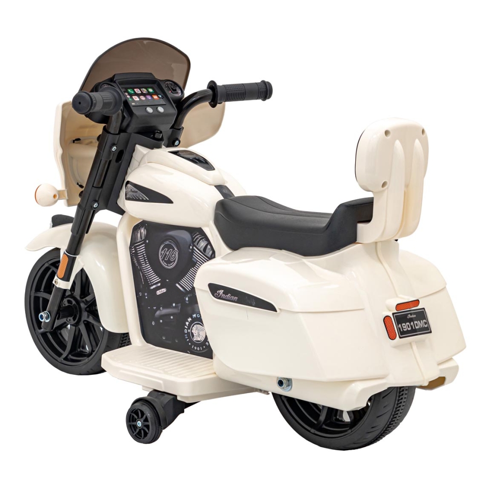 Elektrinis motociklas Chopper INDIAN, White-Elektromobiliai vaikams, Motociklai-e-vaikas