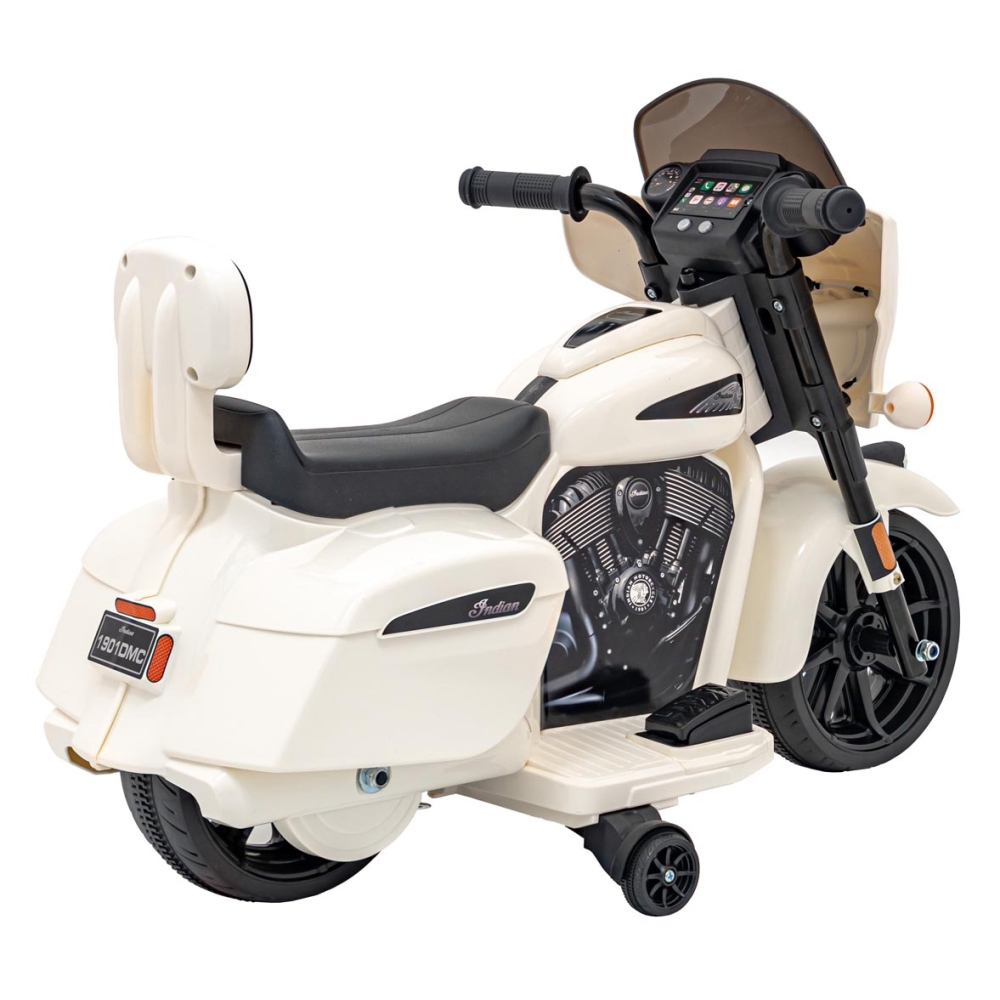 Elektrinis motociklas Chopper INDIAN, White-Elektromobiliai vaikams, Motociklai-e-vaikas