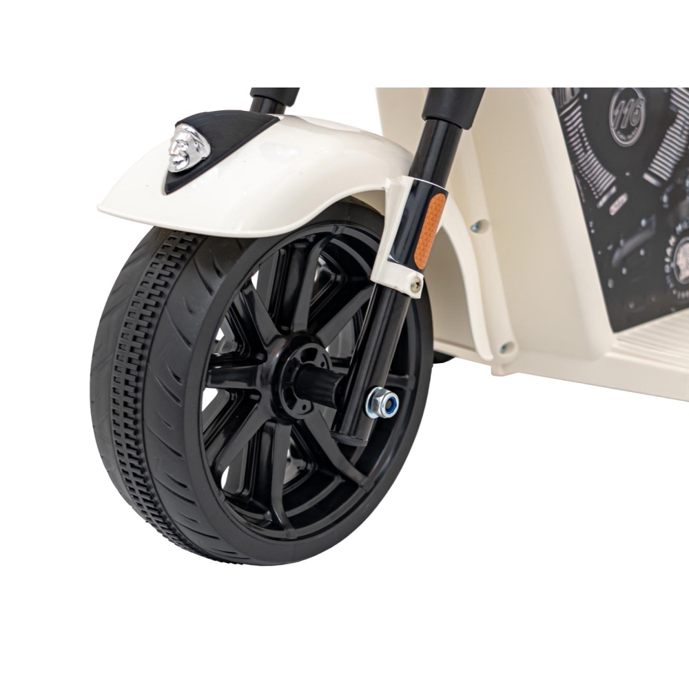 Elektrinis motociklas Chopper INDIAN, White-Elektromobiliai vaikams, Motociklai-e-vaikas