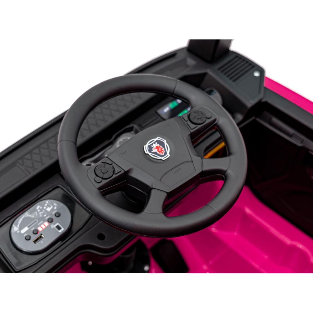Elektromobilis Scania R-SERIES, Pink-Elektromobiliai vaikams, Sunkvežimiai-e-vaikas