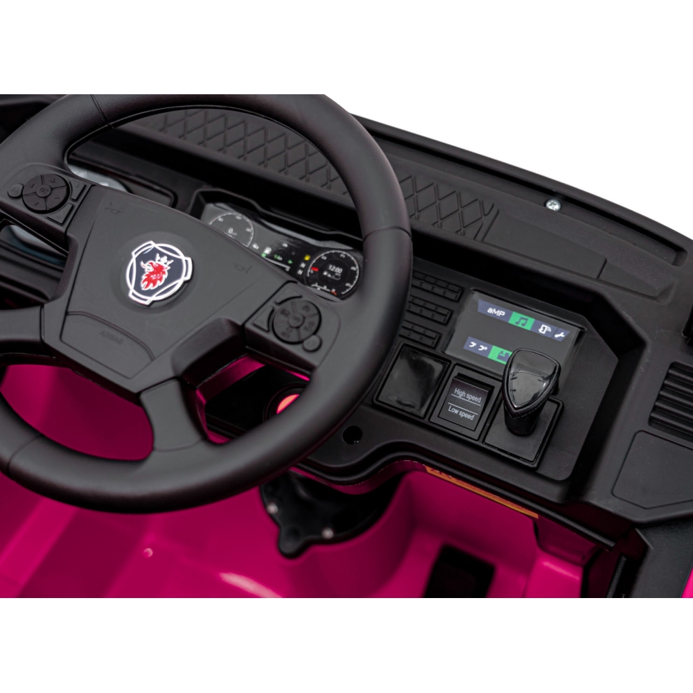 Elektromobilis Scania R-SERIES, Pink-Elektromobiliai vaikams, Sunkvežimiai-e-vaikas
