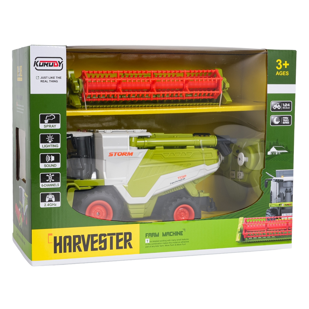 Kombainas R/C 1:24 žalias-Žaislai, Auto ir transporto žaislai, Traktoriai-e-vaikas
