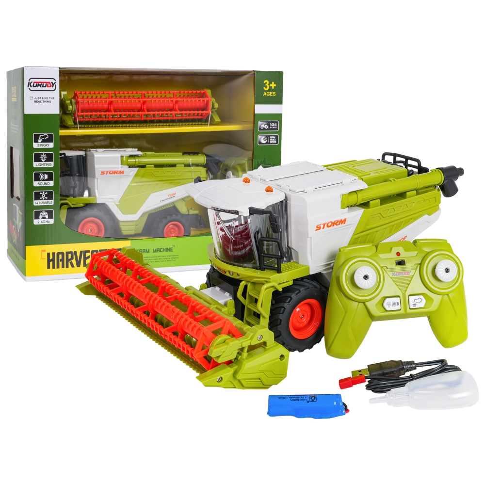 Kombainas R/C 1:24 žalias-Žaislai, Auto ir transporto žaislai, Traktoriai-e-vaikas