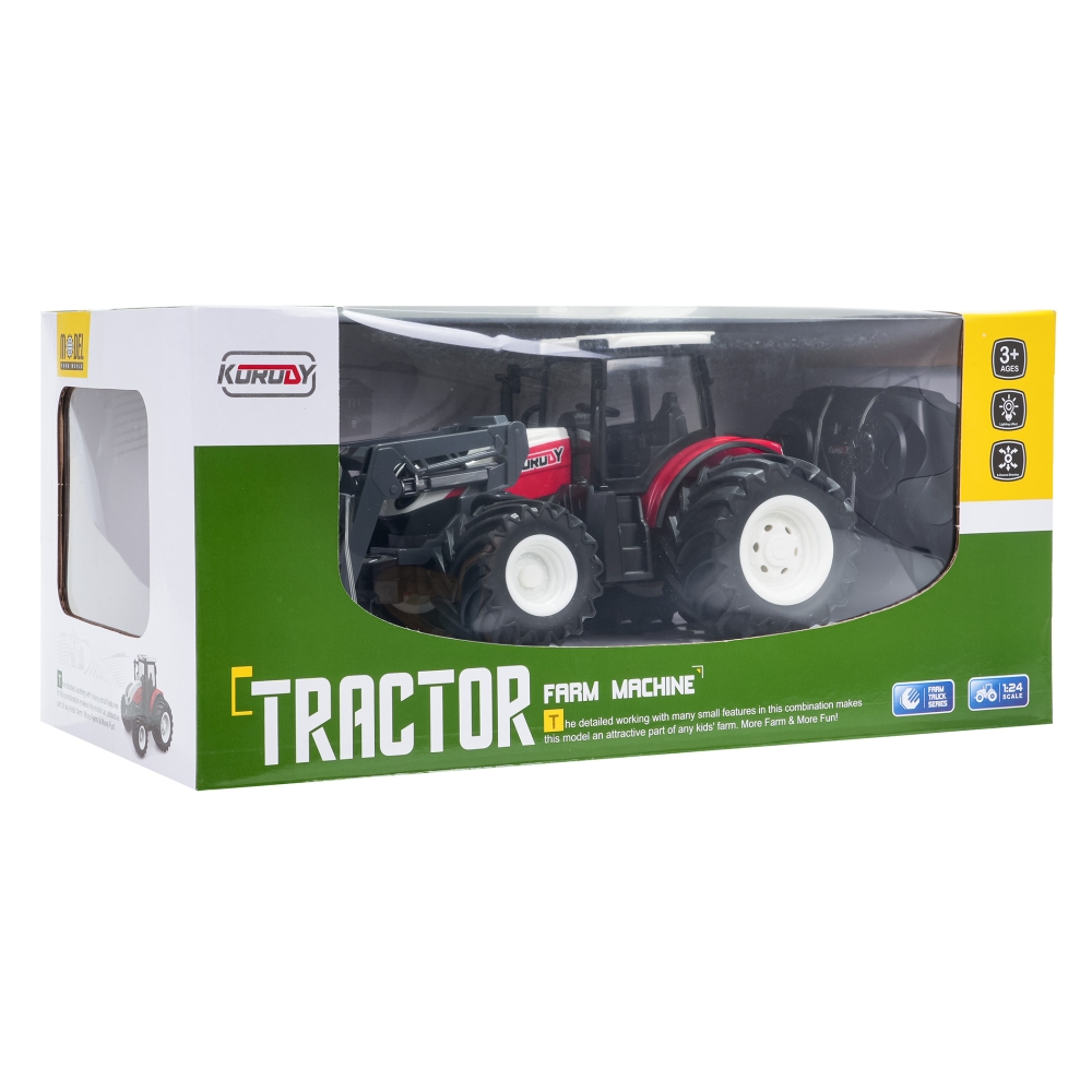 Traktorius ir buldozeris R/C 1:24 Raudonas-Žaislai, Auto ir transporto žaislai, Traktoriai-e-vaikas