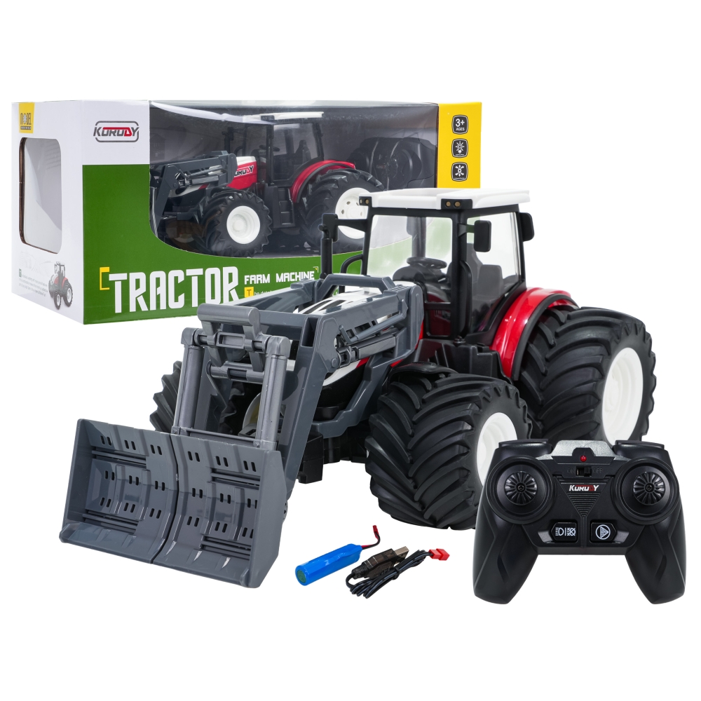 Traktorius ir buldozeris R/C 1:24 Raudonas-Žaislai, Auto ir transporto žaislai, Traktoriai-e-vaikas