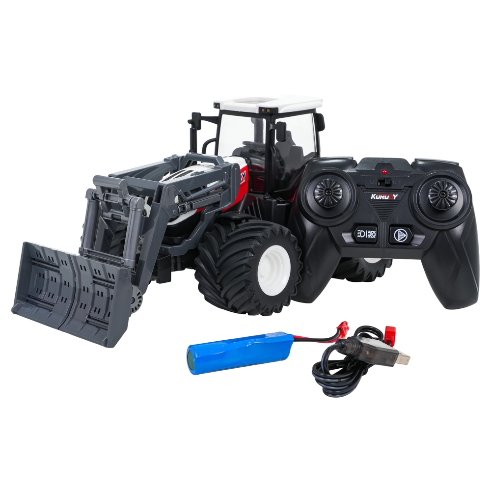 Traktorius ir buldozeris R/C 1:24 Raudonas-Žaislai, Auto ir transporto žaislai, Traktoriai-e-vaikas