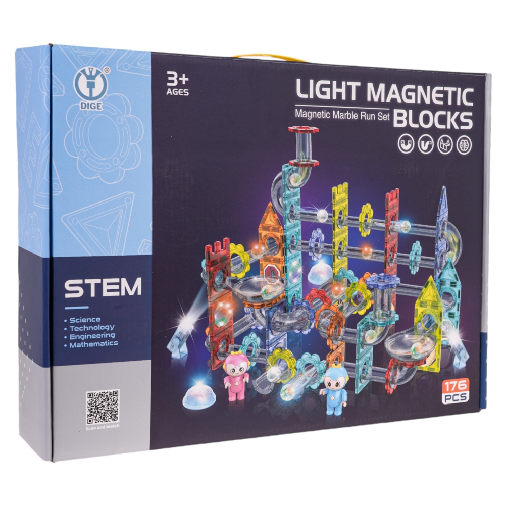 Magnetinis konstruktorius Šviečiančių kamuoliukų takas 176 el.