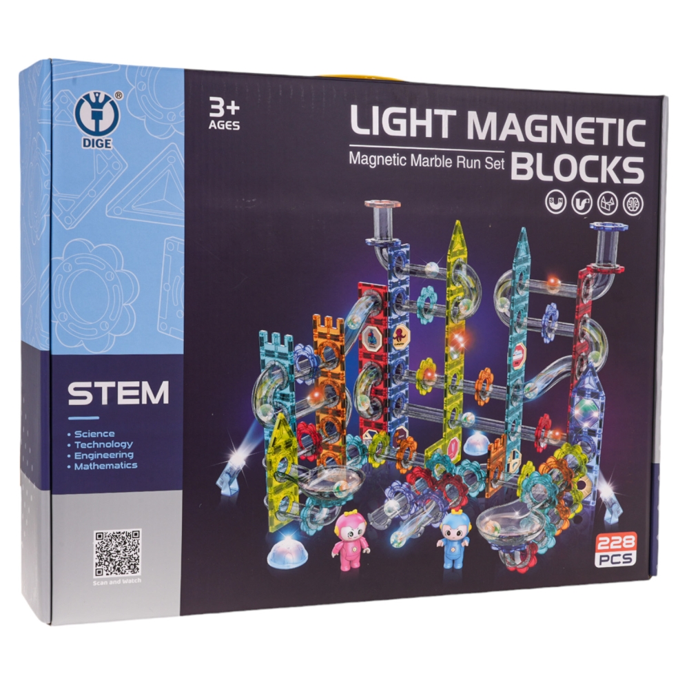 Magnetinis šviečiantis konstruktorius, 228 el.-Žaislai, Konstruktoriai, Magnetiniai konstruktoriai-e-vaikas