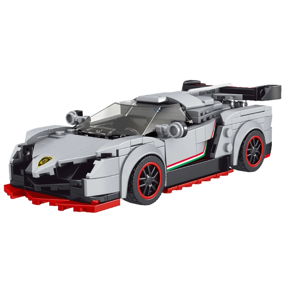 Konstruktorius Sportinis automobilis 398 el. baltas-Žaislai, Konstruktoriai, Lego, statybiniai blokai-e-vaikas