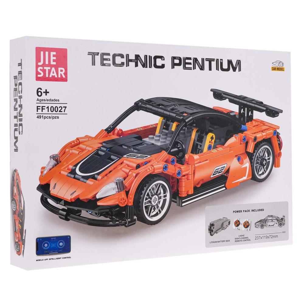 Konstruktorius Sportinis automobilis 491 el. Oranžinis-Žaislai, Konstruktoriai, Lego, statybiniai blokai-e-vaikas