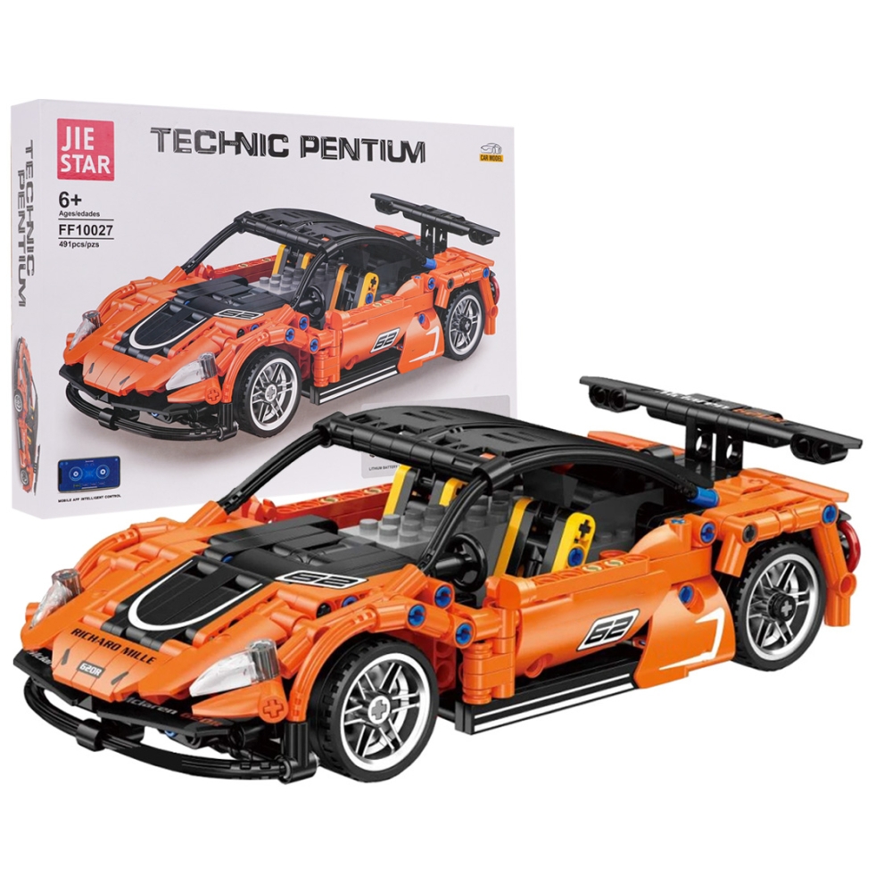 Konstruktorius Sportinis automobilis 491 el. Oranžinis-Žaislai, Konstruktoriai, Lego, statybiniai blokai-e-vaikas