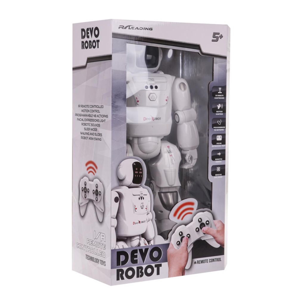 Nuotoliniu būdu valdomas robotas MEGA Robot R/C, baltas-Žaislai, Robotai-e-vaikas