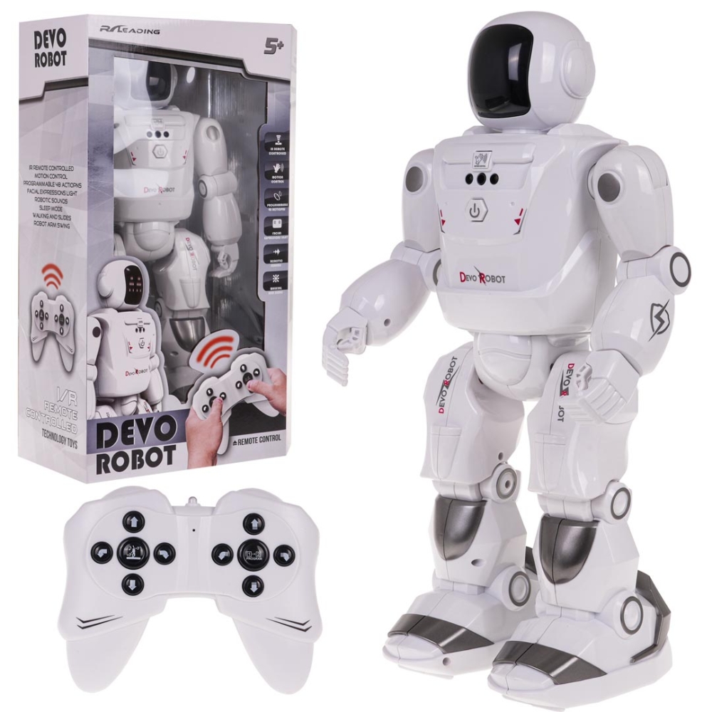 Nuotoliniu būdu valdomas robotas MEGA Robot R/C, baltas-Žaislai, Robotai-e-vaikas