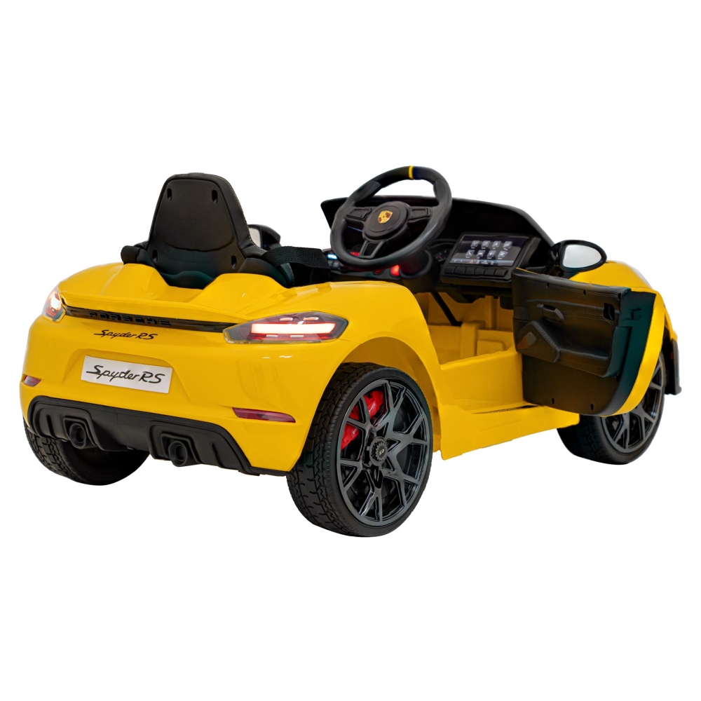 Elektromobilis Porsche 718, lakuotas geltonas-Elektromobiliai vaikams, Mašinos-e-vaikas