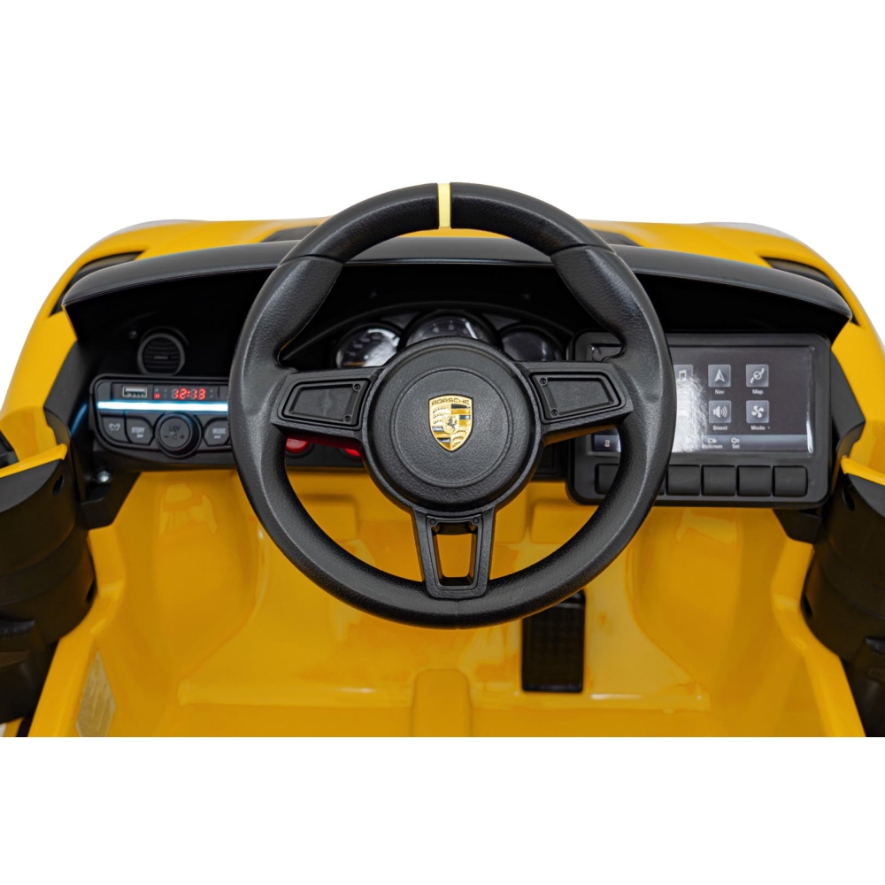 Elektromobilis Porsche 718, lakuotas geltonas-Elektromobiliai vaikams, Mašinos-e-vaikas