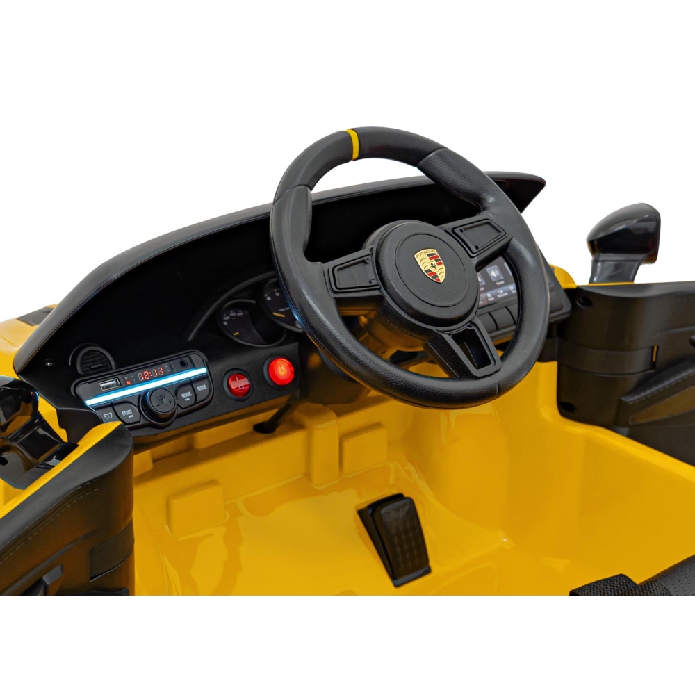 Elektromobilis Porsche 718, lakuotas geltonas-Elektromobiliai vaikams, Mašinos-e-vaikas