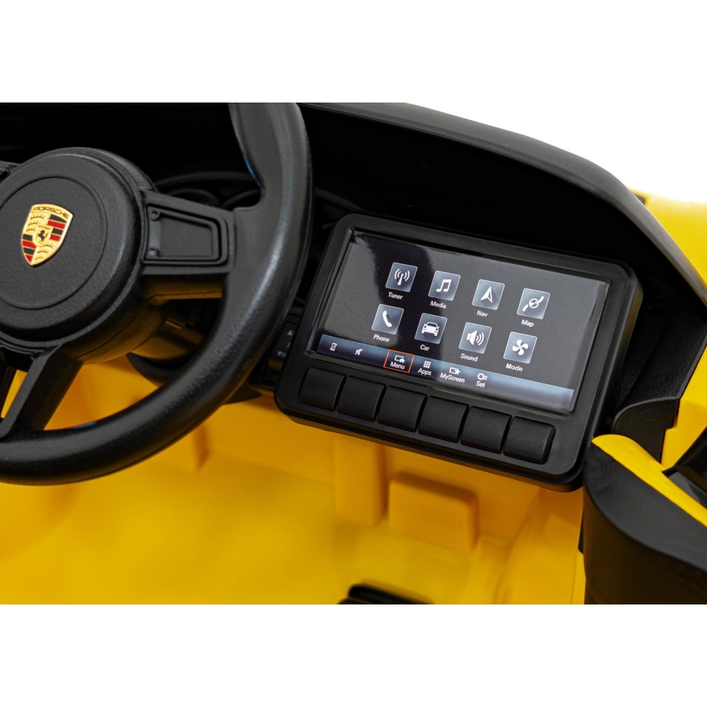Elektromobilis Porsche 718, lakuotas geltonas-Elektromobiliai vaikams, Mašinos-e-vaikas