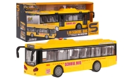 Geltonas autobusas su šviesomis ir garso funkcija