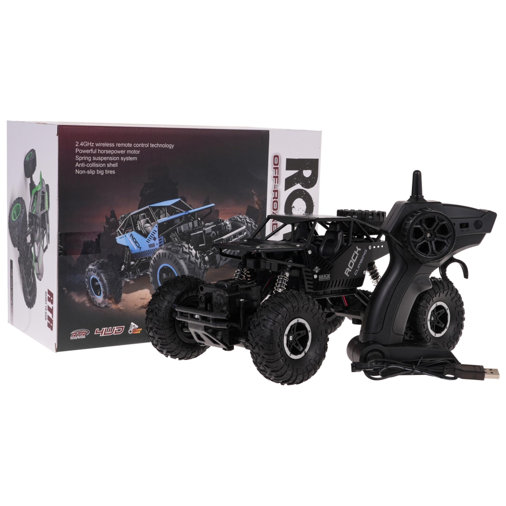 Nuotoliniu būdu valdomas ROVER 1:16 R/C vikšrinis automobilis, juodas