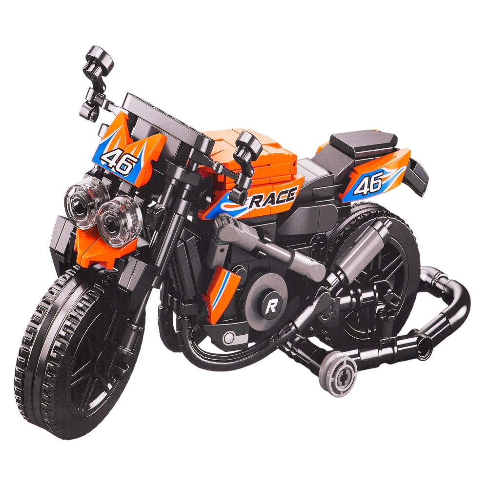 Konstruktorius Motociklas 403 el. Oranžinis-Žaislai, Konstruktoriai, Lego, statybiniai blokai-e-vaikas