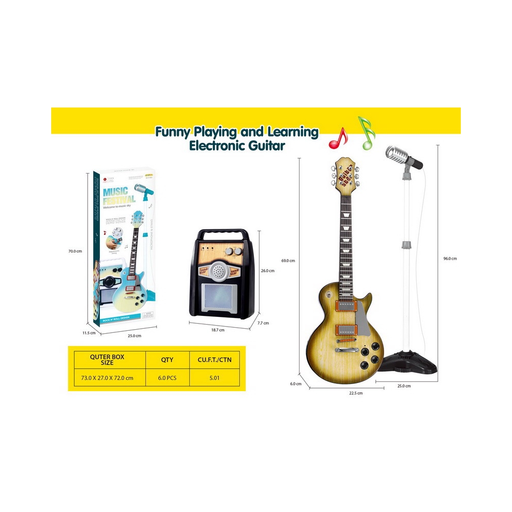 Gitaros ir stiprintuvo rinkinys, rudos spalvos-Žaislai, Muzikiniai-e-vaikas