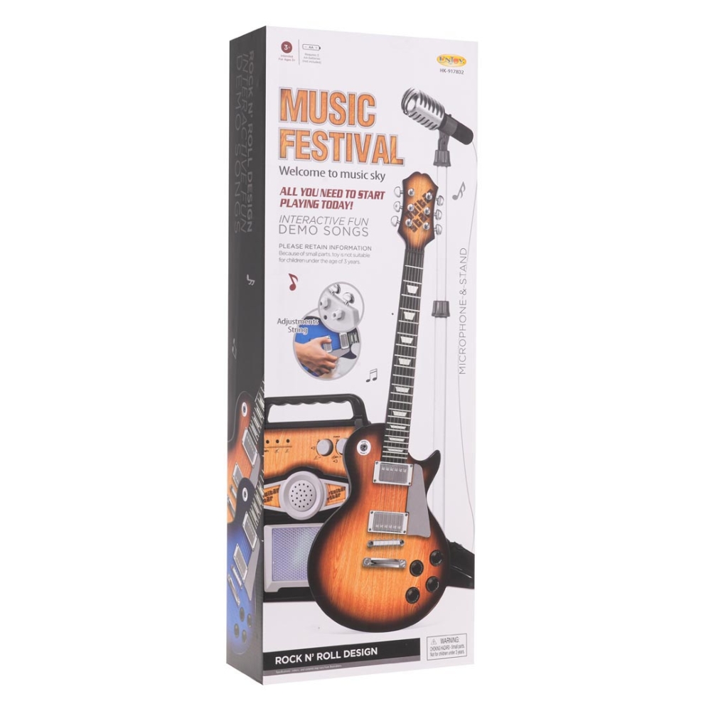 Gitaros ir stiprintuvo rinkinys, rudos spalvos-Žaislai, Muzikiniai-e-vaikas