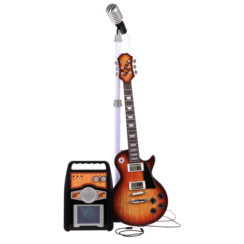 Gitaros ir stiprintuvo rinkinys, rudos spalvos-Žaislai, Muzikiniai-e-vaikas