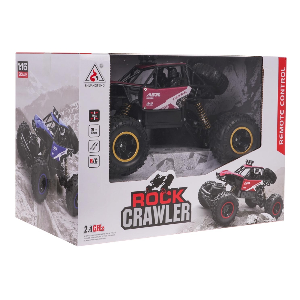 Nuotoliniu būdu valdomas MONSTER ROCK R/C vikšrinis automobilis 1:16, raudonas