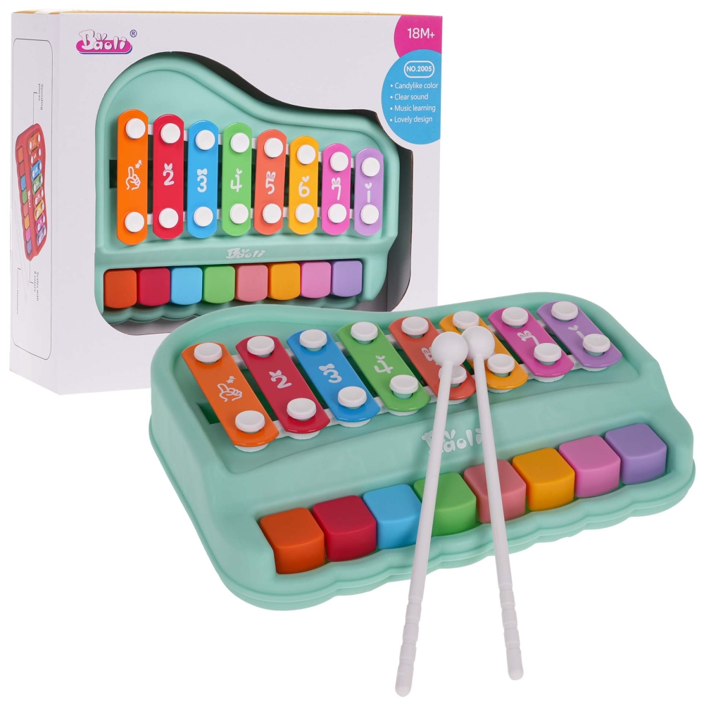 Pianino ir cimbolų rinkinys 2 in 1, žalias