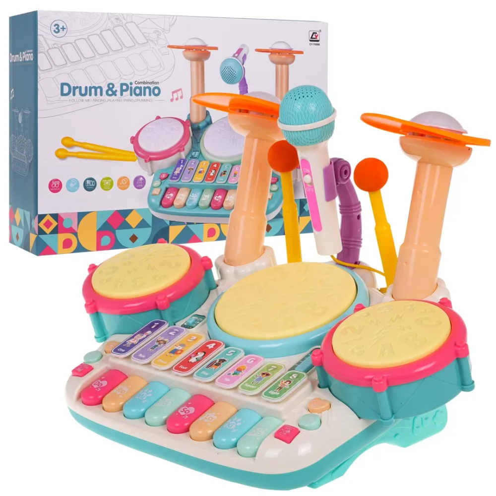 Muzikinis rinkinys: būgnai + pianinas-Žaislai, Kūdikiams, Žaislai mažyliams (iki 4 m.