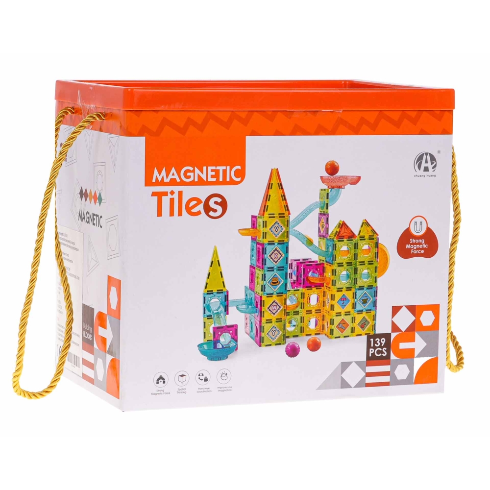 Magnetinis konstruktorius Pilis ir rutulio trasa 139 el.-Žaislai, Konstruktoriai, Magnetiniai konstruktoriai-e-vaikas