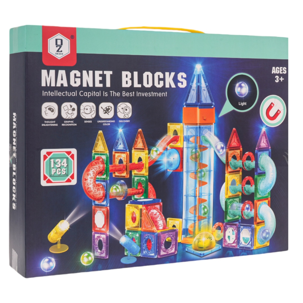 Magnetinis šviečiantis konstruktorius, 134 el.-Žaislai, Konstruktoriai, Magnetiniai konstruktoriai-e-vaikas