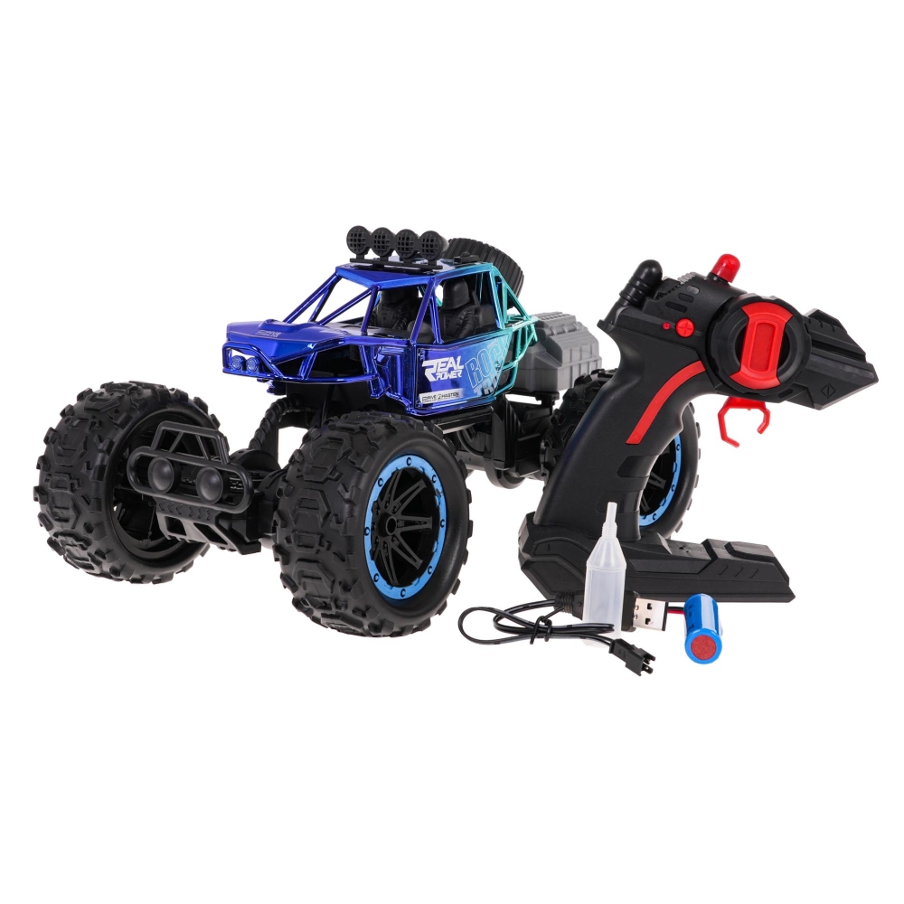 REAL ROCK vikšrinis automobilis su dūmų funkcija R/C mėlynas-Žaislai, Auto ir transporto žaislai, Valdomos radijo bangomis-e-vai