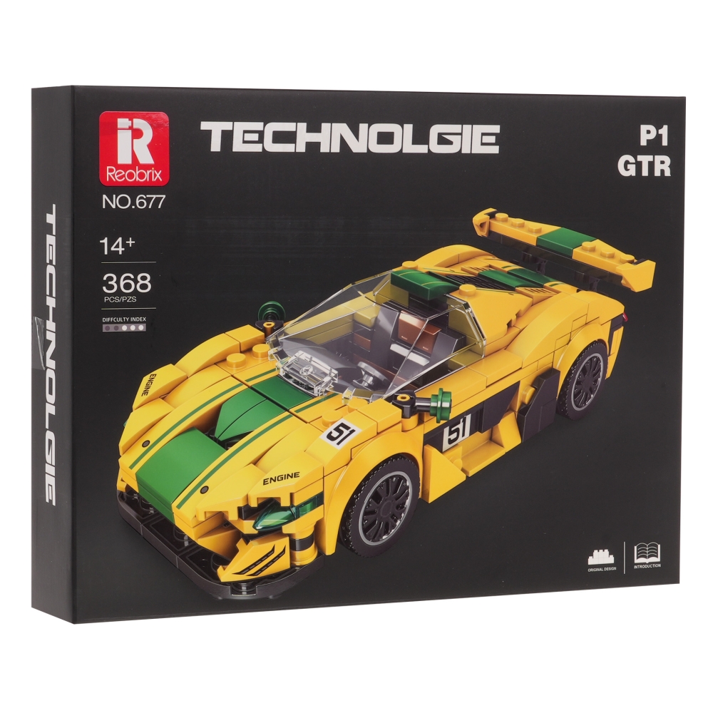 Konstruktorius Sportinis automobilis Geltonas 368 el.-Žaislai, Konstruktoriai, Lego, statybiniai blokai-e-vaikas