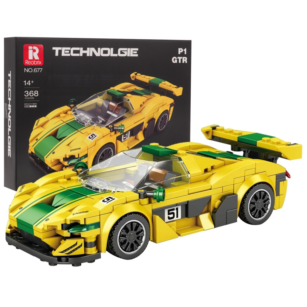 Konstruktorius Sportinis automobilis Geltonas 368 el.-Žaislai, Konstruktoriai, Lego, statybiniai blokai-e-vaikas