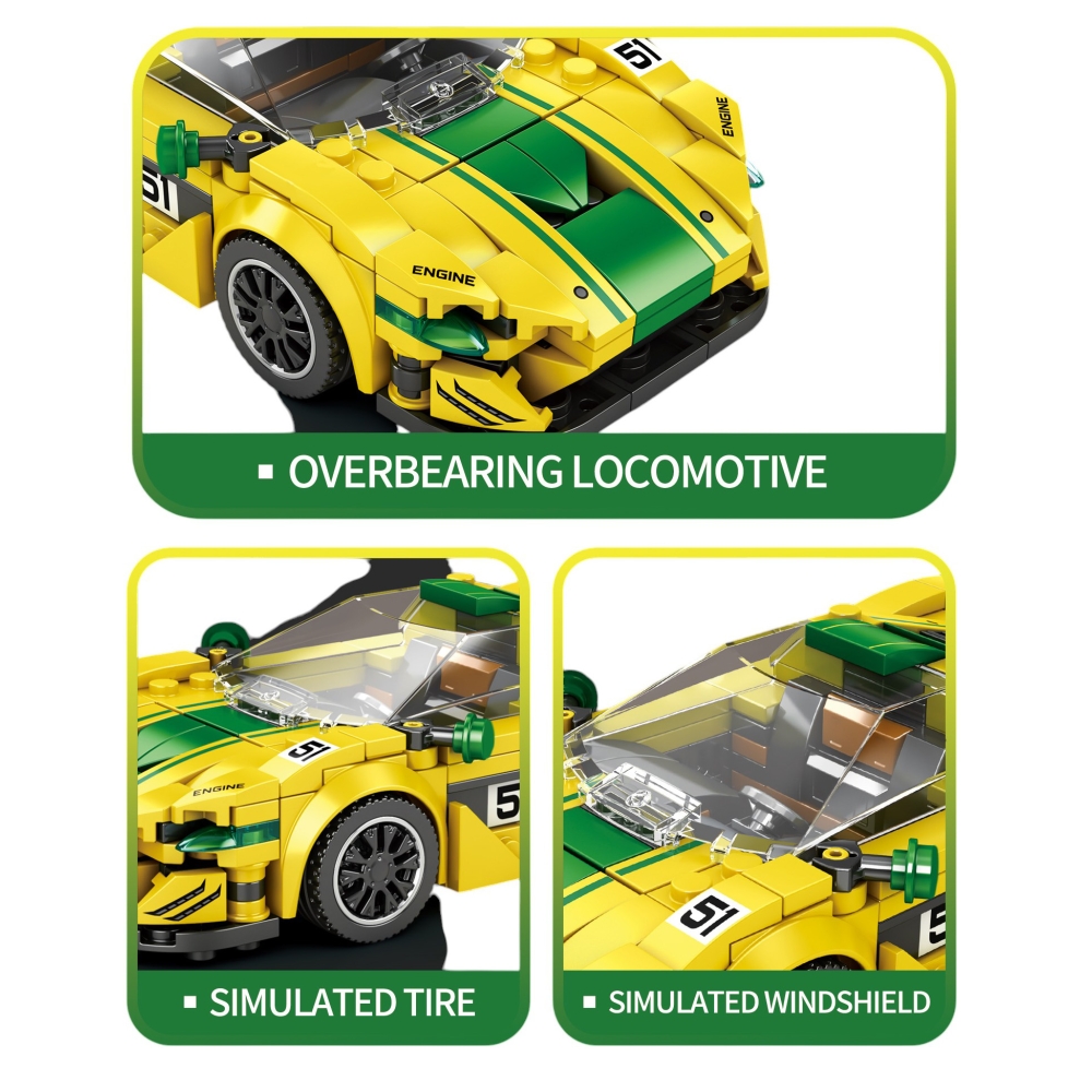 Konstruktorius Sportinis automobilis Geltonas 368 el.-Žaislai, Konstruktoriai, Lego, statybiniai blokai-e-vaikas