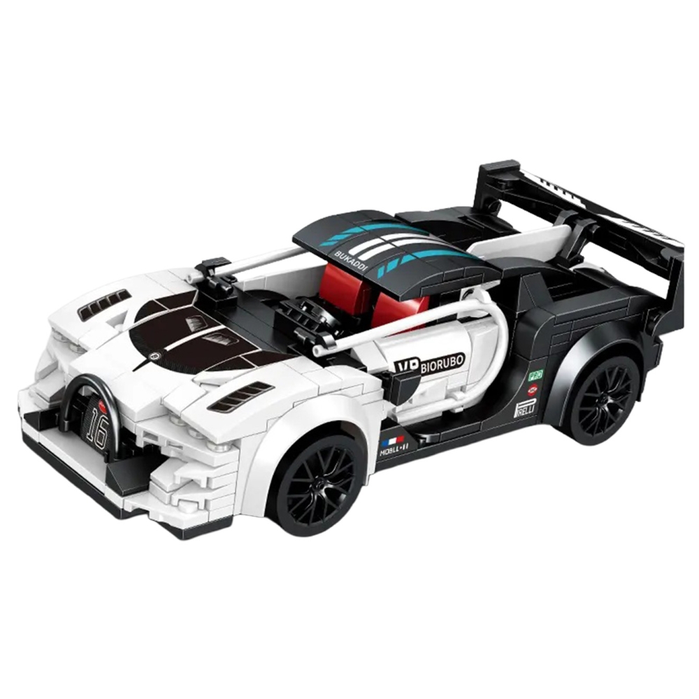 Konstruktorius Sportinis automobilis baltas R/C-Žaislai, Konstruktoriai, Lego, statybiniai blokai-e-vaikas