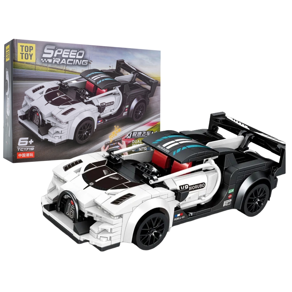 Konstruktorius Sportinis automobilis baltas R/C-Žaislai, Konstruktoriai, Lego, statybiniai blokai-e-vaikas
