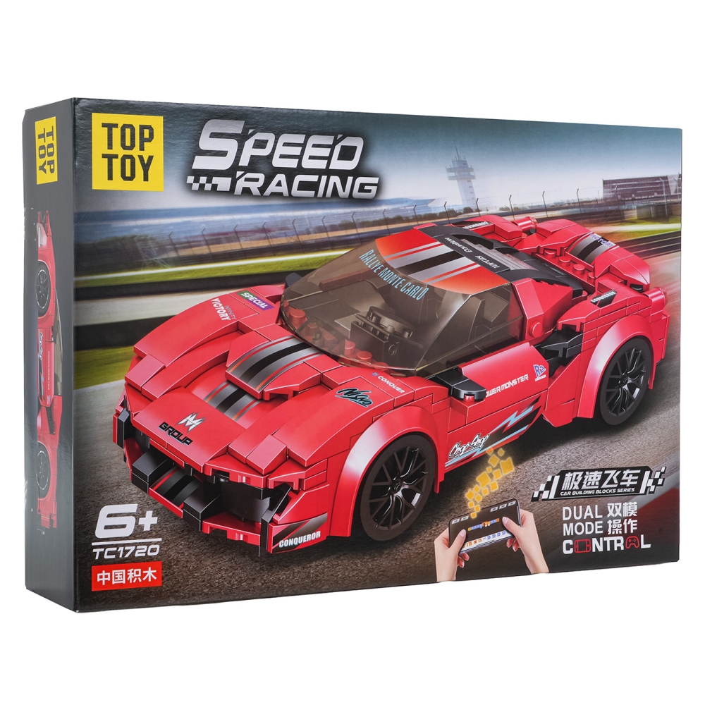 Konstruktorius Sportinis automobilis R/C Raudonas-Žaislai, Konstruktoriai, Lego, statybiniai blokai-e-vaikas