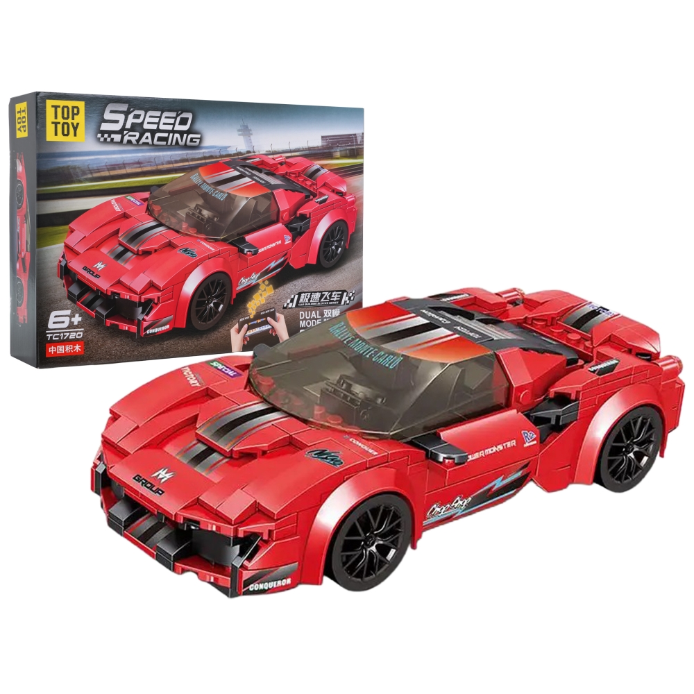 Konstruktorius Sportinis automobilis R/C Raudonas-Žaislai, Konstruktoriai, Lego, statybiniai blokai-e-vaikas
