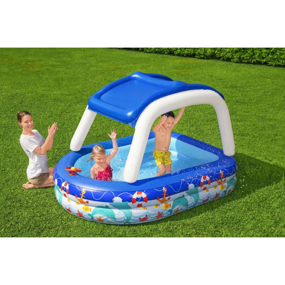 Pripučiamas baseinas su stogeliu 213 x 155 x 132 cm Bestway 54370-Žaislai, Lauko žaislai, Baseinai, Pripučiami baseinai-e-vaikas