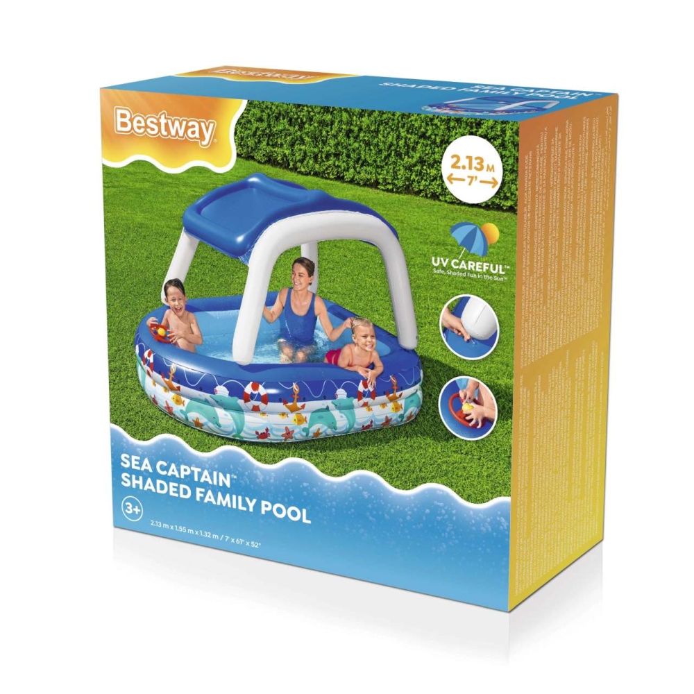 Pripučiamas baseinas su stogeliu 213 x 155 x 132 cm Bestway 54370-Žaislai, Lauko žaislai, Baseinai, Pripučiami baseinai-e-vaikas