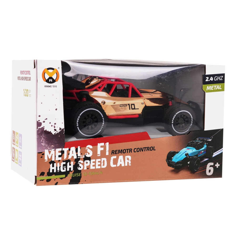 Nuotoliniu būdu valdomas RACING 01 R/C metalinis automobilis, aukso sp.