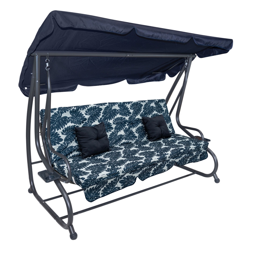 Sodo sūpynės "Textyline" 2x1 lapų modelio sėdynė Navy Blue-Namai, laisvalaikis, turizmas, Sodo sūpynės-e-vaikas