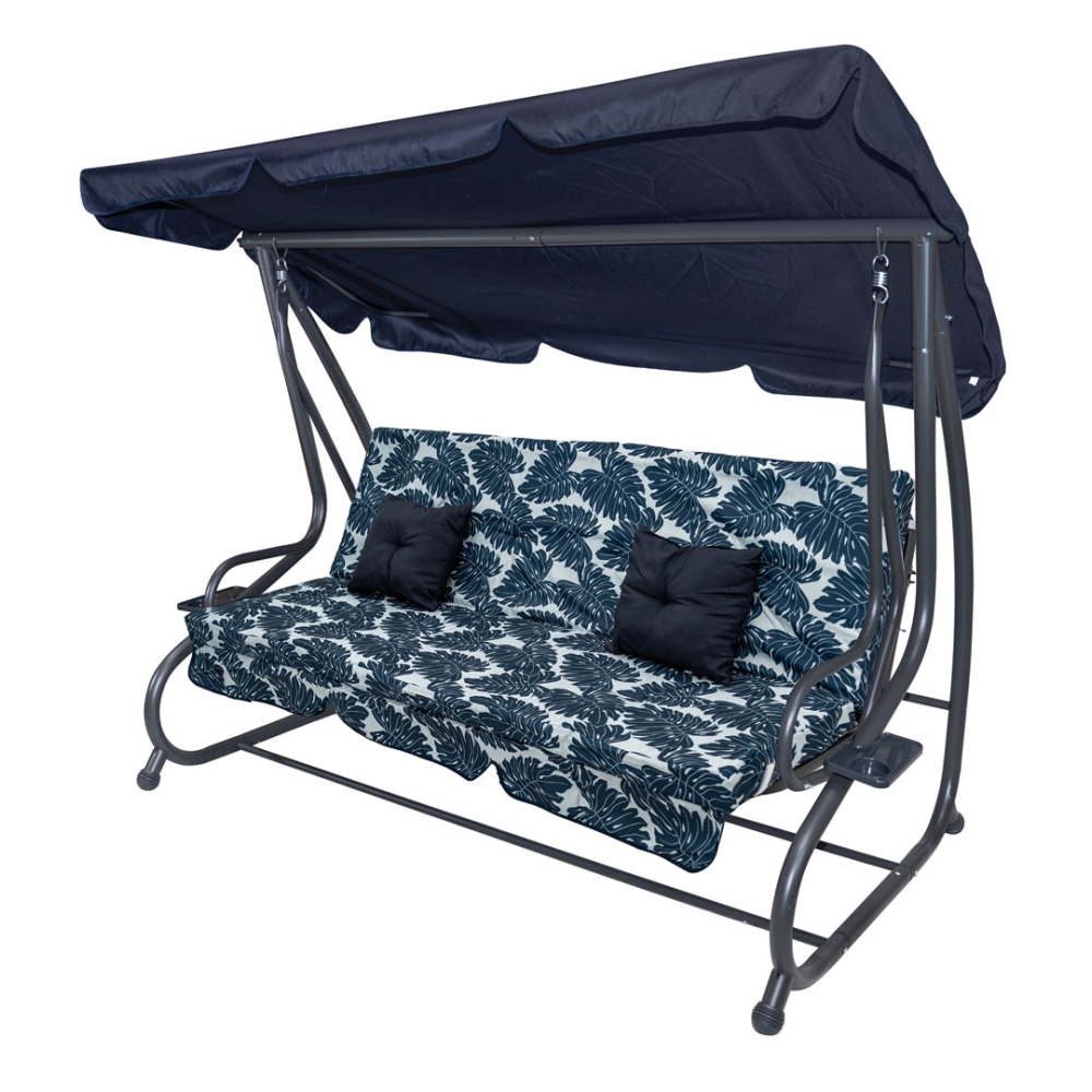 Sodo sūpynės "Textyline" 2x1 lapų modelio sėdynė Navy Blue-Namai, laisvalaikis, turizmas, Sodo sūpynės-e-vaikas