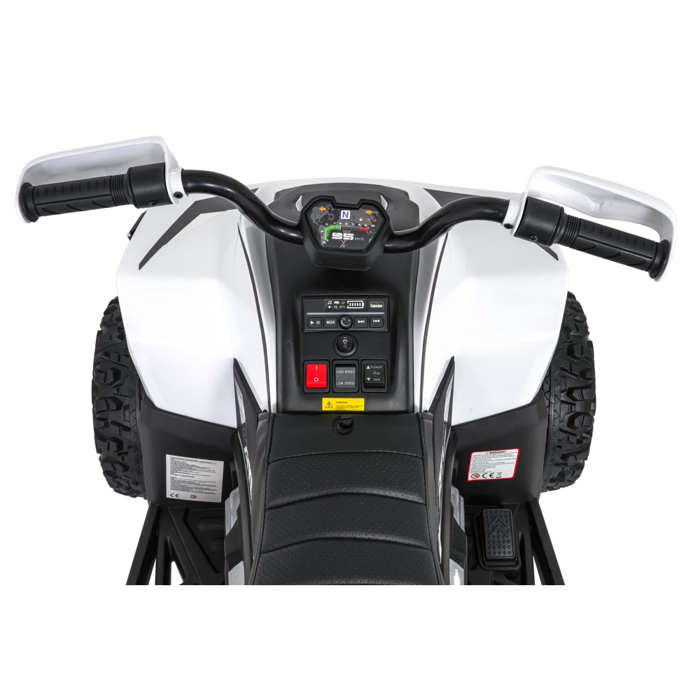 Elektrinis keturratis Fast Wheel, White-Elektromobiliai vaikams, Keturračiai ir bagiai-e-vaikas